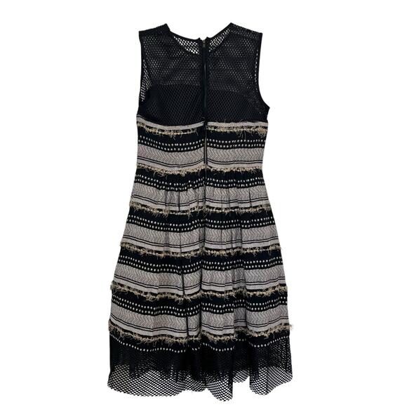 Tracy Reese Anthropologie Coco Black Perforated Striped Cocktail Dress 6 - Picture 3 of 7